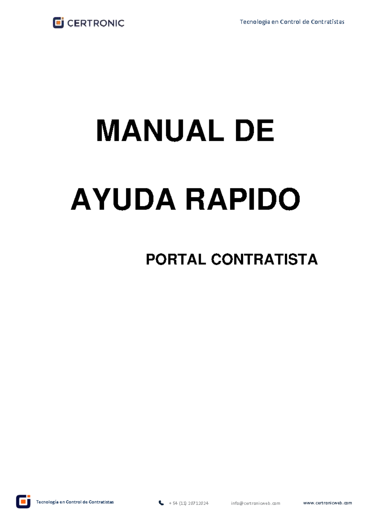 Instructivo para Usar el Portal Contratista Certronic - Manual de Ayuda - Document Preview