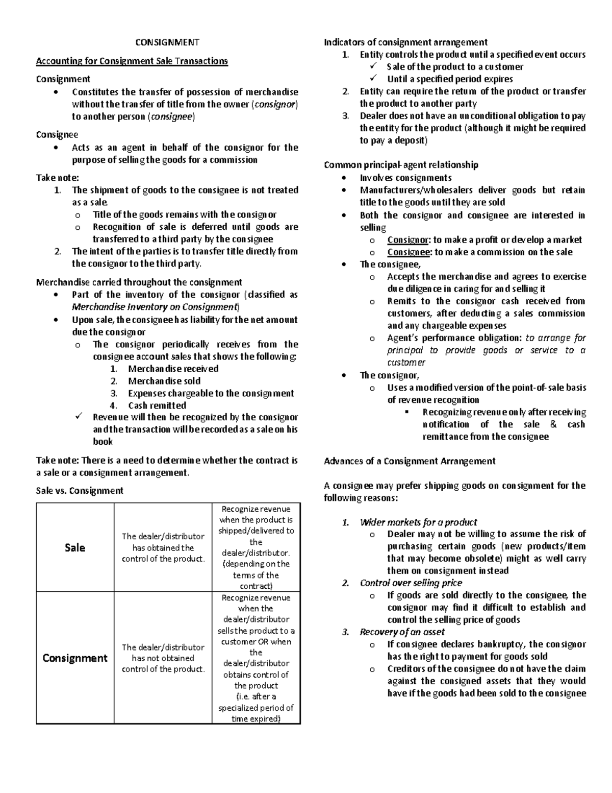 Accounting for Consignment Sales: Key Concepts & Practices - Studocu