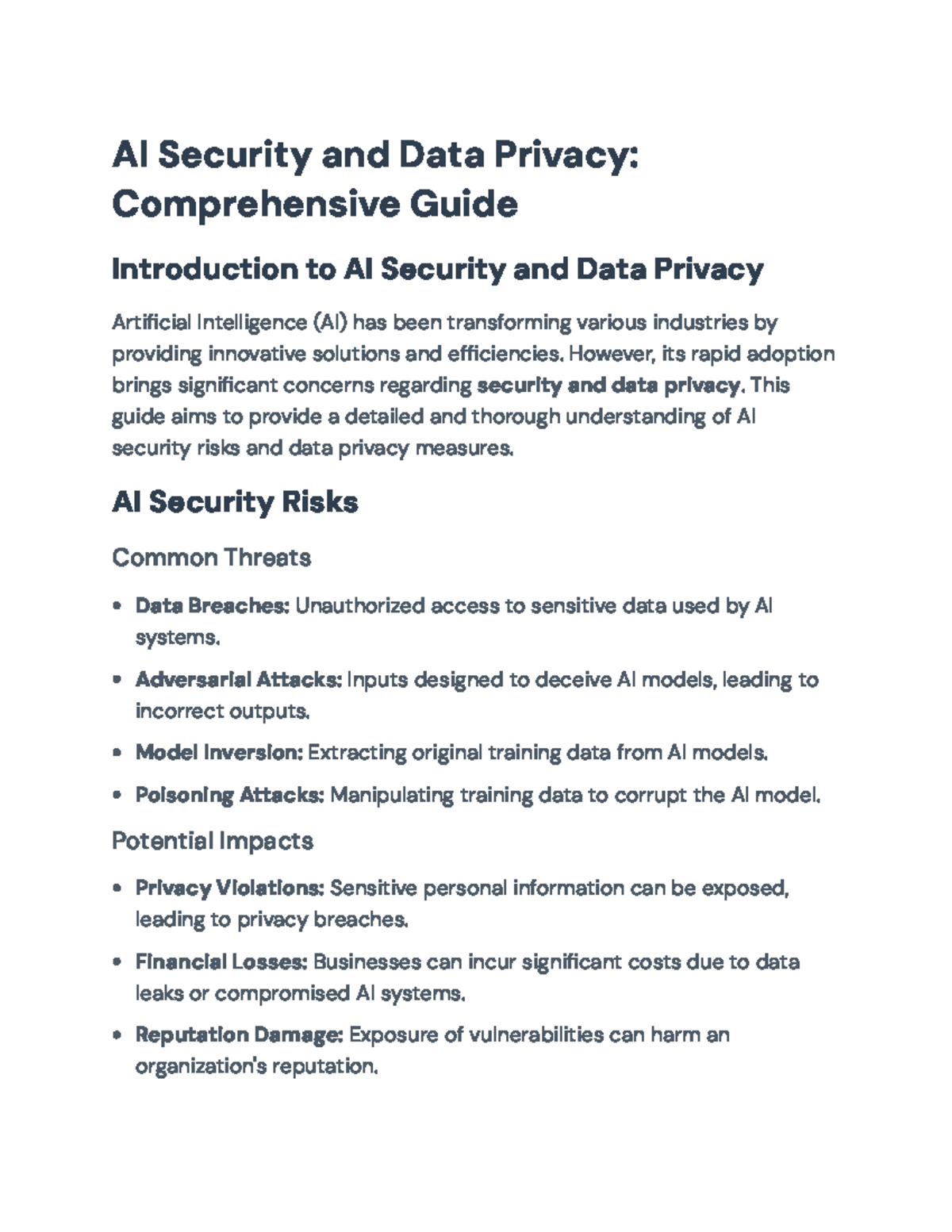 AI Security Risks & Data Privacy Best Practices Guide - Studocu