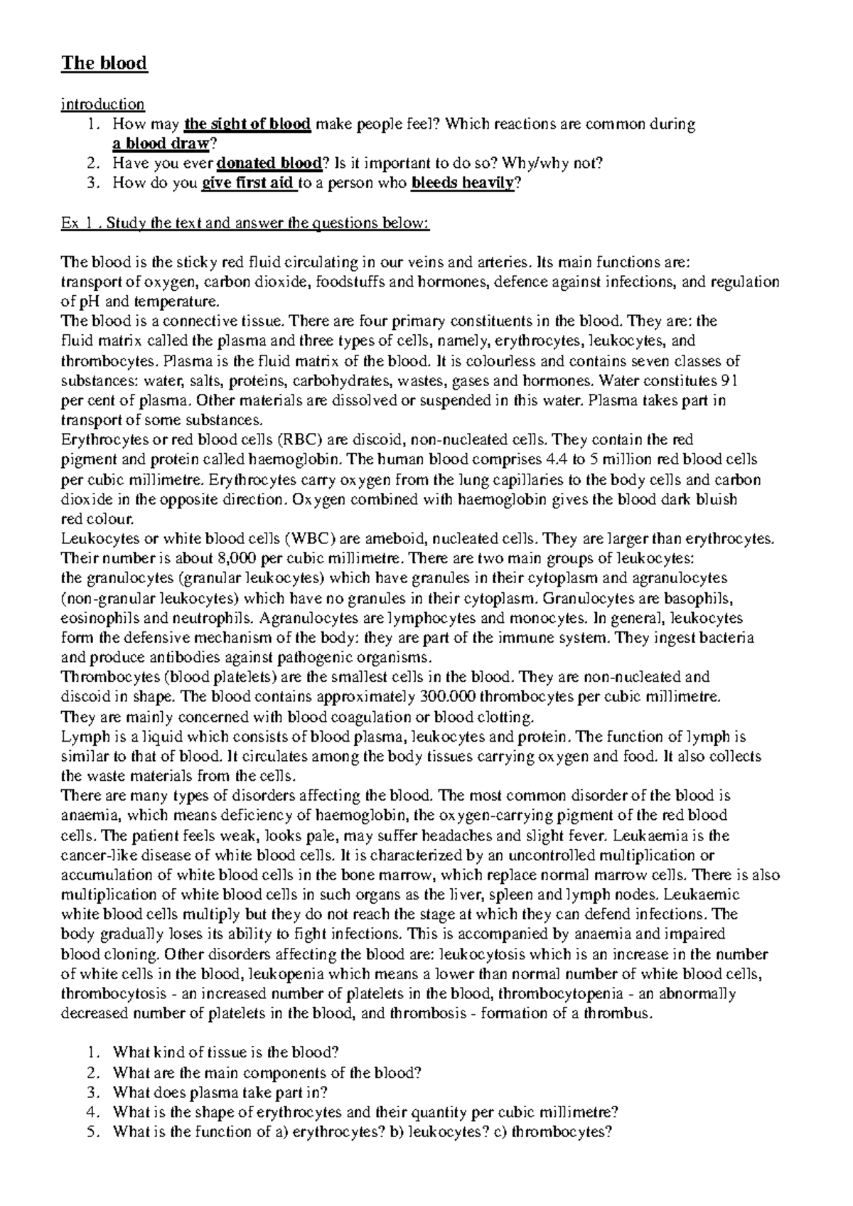 Blood Study Notes: Key Concepts and Disorders (Course Code: 7) - Studocu