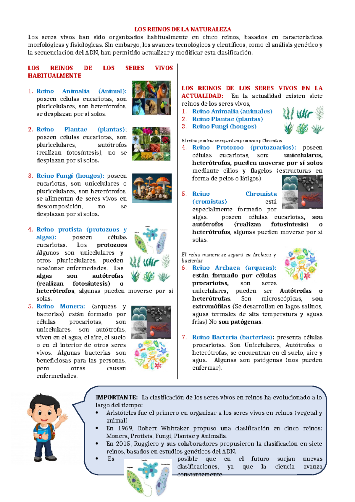 LOS REINOS DE LA NATURALEZA: Evolución y Clasificación Actualizada - Studocu