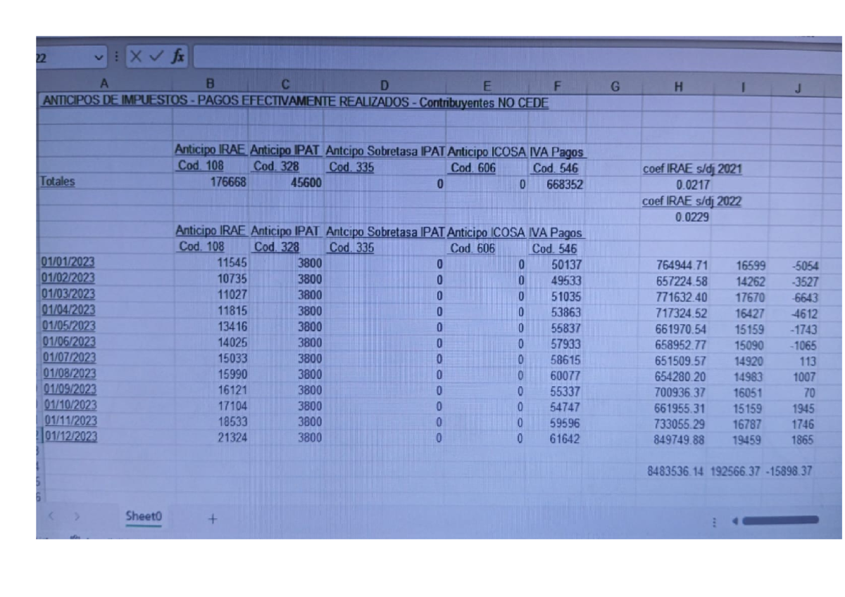 Sdfd - asd das - 22 A B C D E F G H I J ANTICIPOS DE IMPUESTOS - PAGOS ...