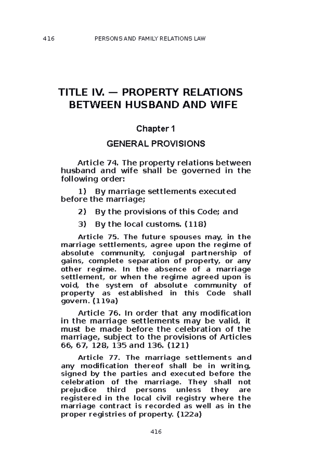 **PER 416 - Property Relations Between Husband and Wife - GuideNotes ...