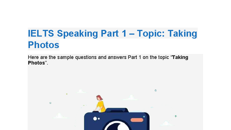 Ielts Speaking Part 1 - vvvv - IELTS Speaking Part 1 – Topic: Taking ...
