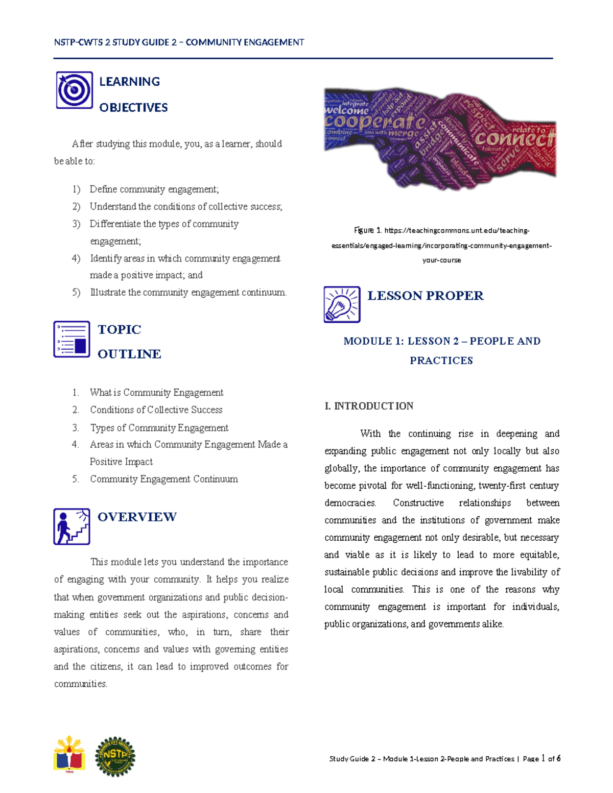 NSTP-CWTS 2 Lesson 2: Understanding Community Engagement Practices ...