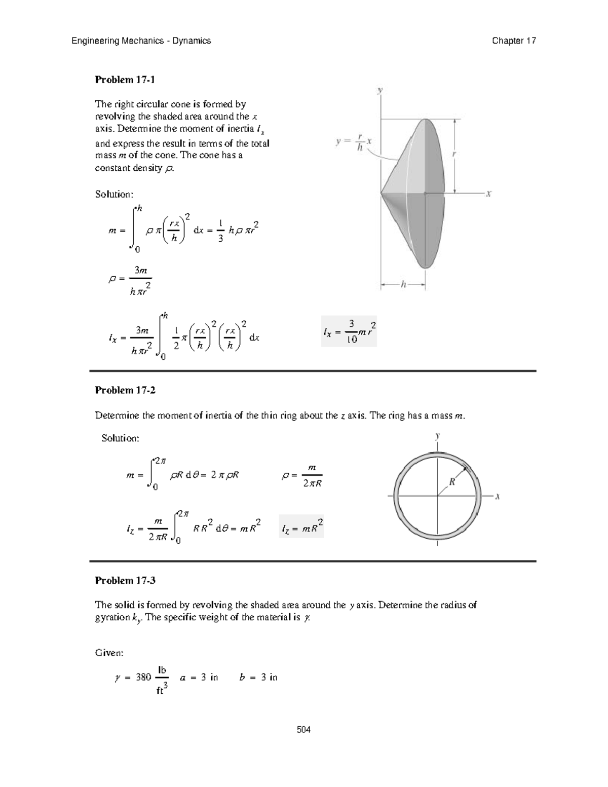 Problems ch17 wsol spring 12 - Problem 17- The right circular cone is ...