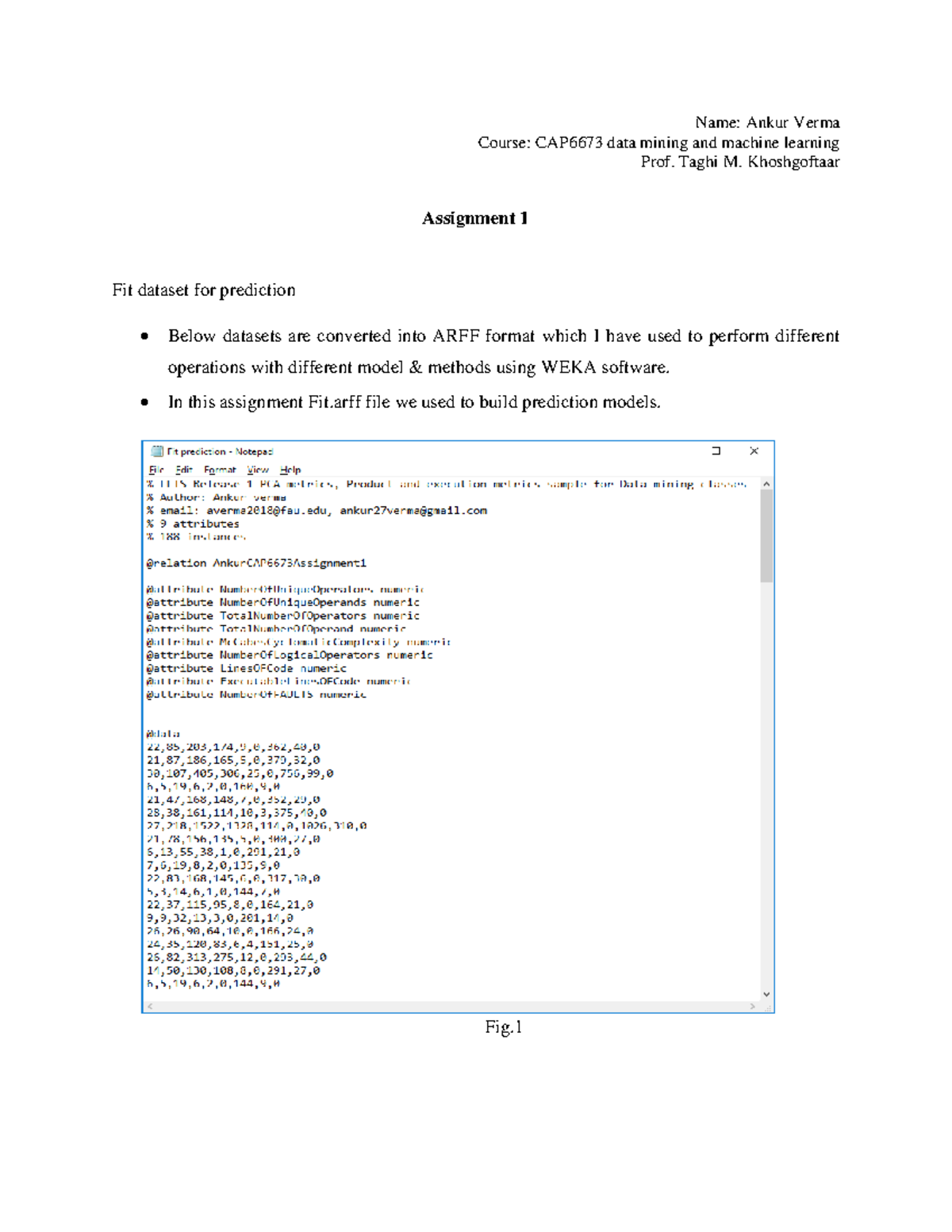 CAP6673 Assignment 1: Data Mining & ML Prediction Models Analysis - Studocu