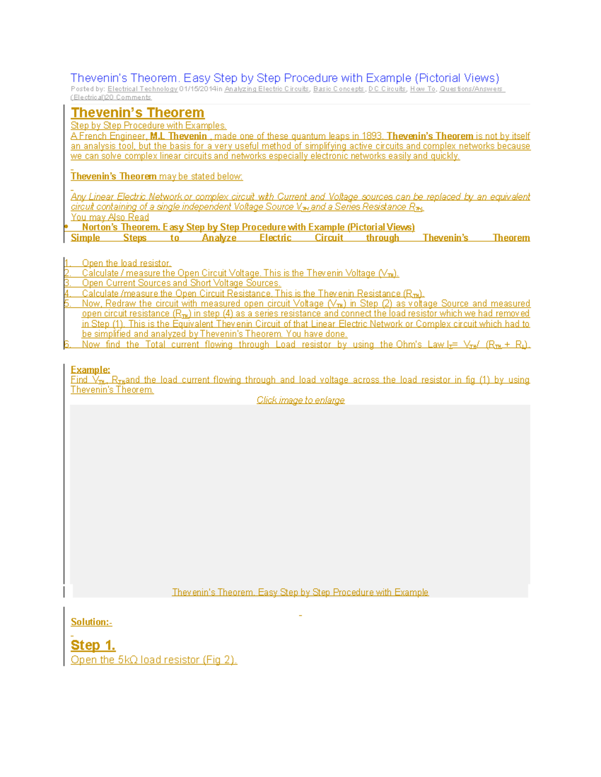 Thevenins Theorem Easy Step by Step Proc - Thevenin’s Theorem. Easy ...