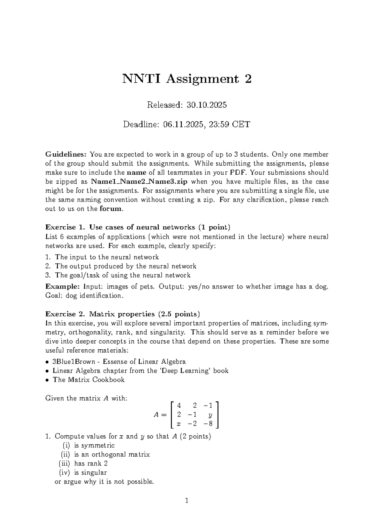 NNTI Assignment 02 Guidelines and Exercises (Due: 06.11.2025) - Studocu
