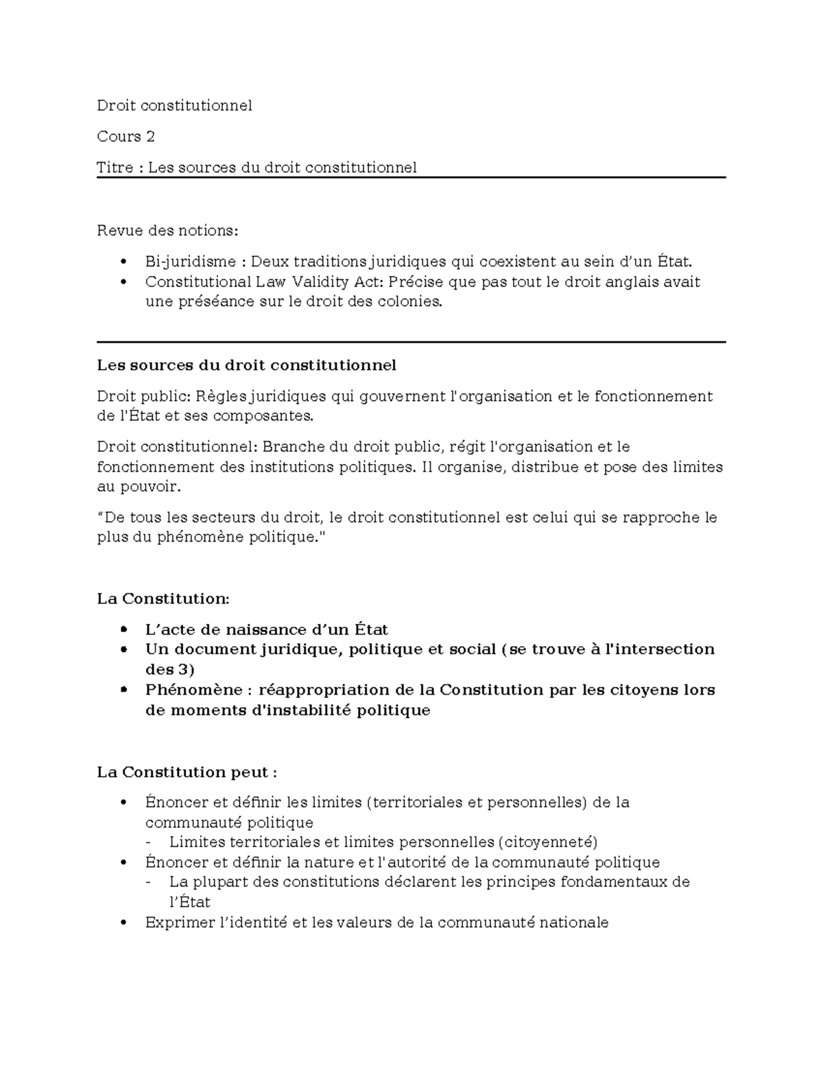 Droit Constitutionnel Cours 2 : Les Sources et Principes Fondamentaux ...