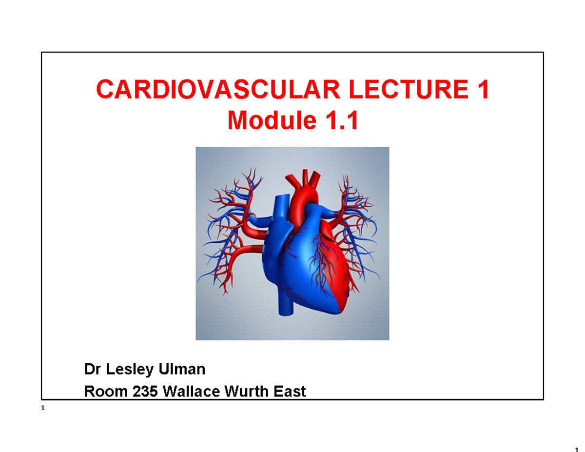 CVS 1 LECTURE 1: Overview of the Cardiovascular System - Studocu