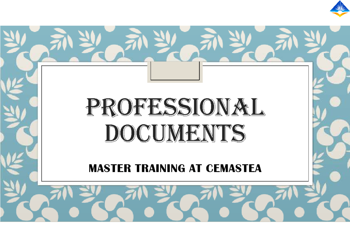 Proffesional DOC - edu - PROFESSIONAL DOCUMENTS MASTER TRAINING AT ...