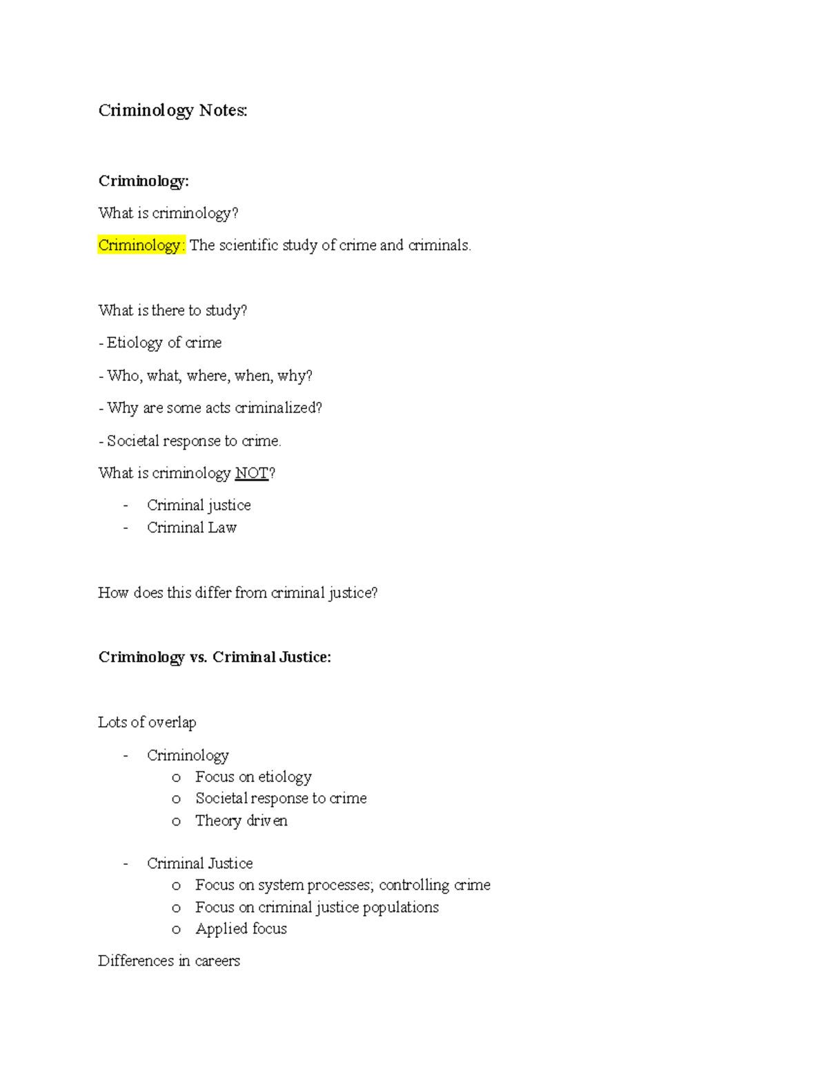 Criminology Notes for Exam #1: Key Concepts & Theories Overview - Studocu