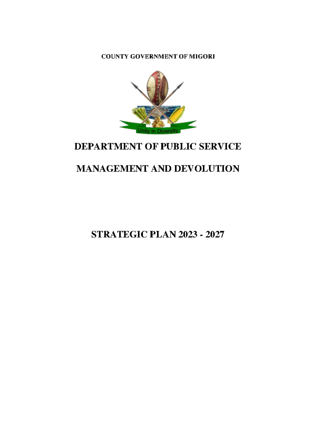 Strategic Plan for Public Service Mgmt & Devolution (PSM) 2023-2027 ...