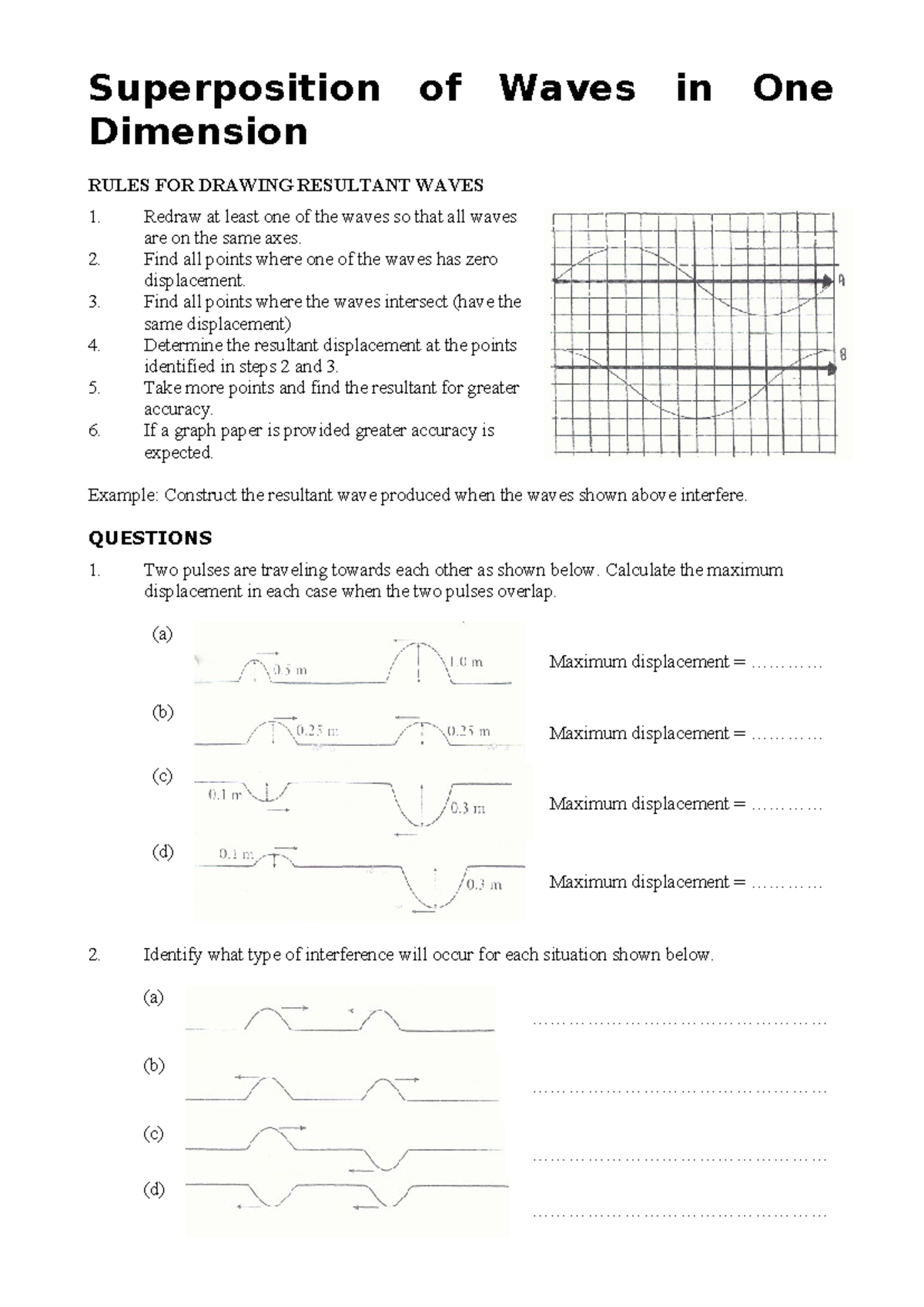 Superposition of Waves in One Dimension: Resultant Waves Analysis - Studocu