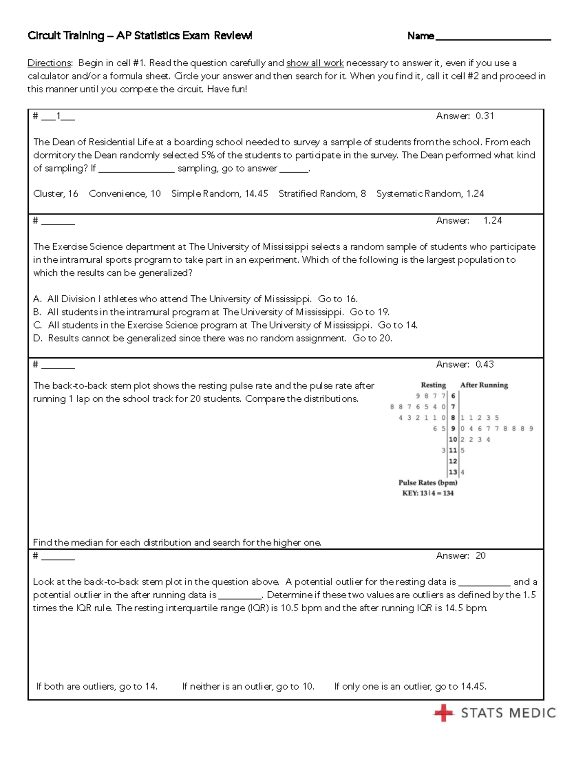 Circuit Training AP Statistics Exam Review Final Exam - Studocu