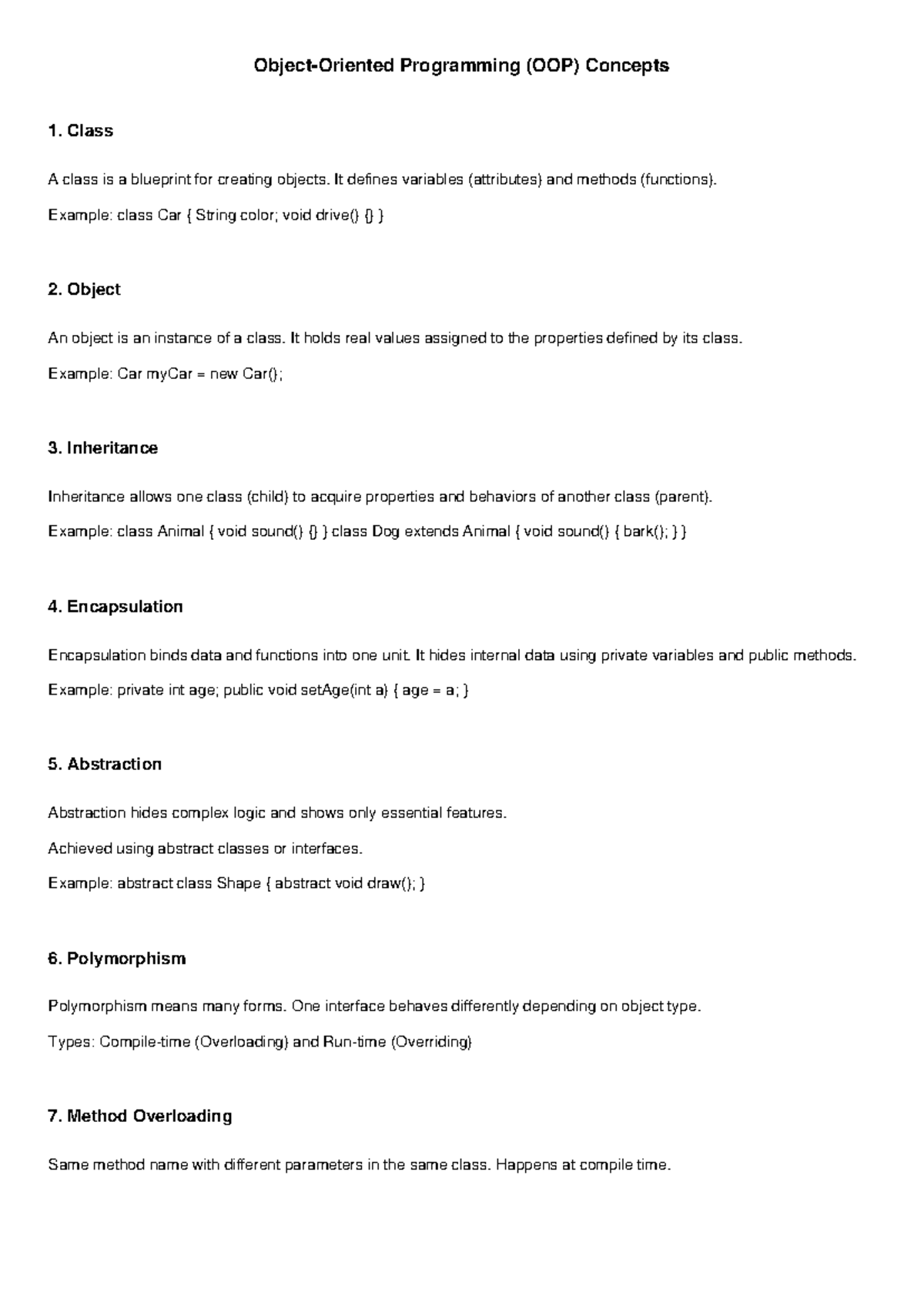 OOP Concepts (CS101) - Class Notes by Rutuja - Studocu