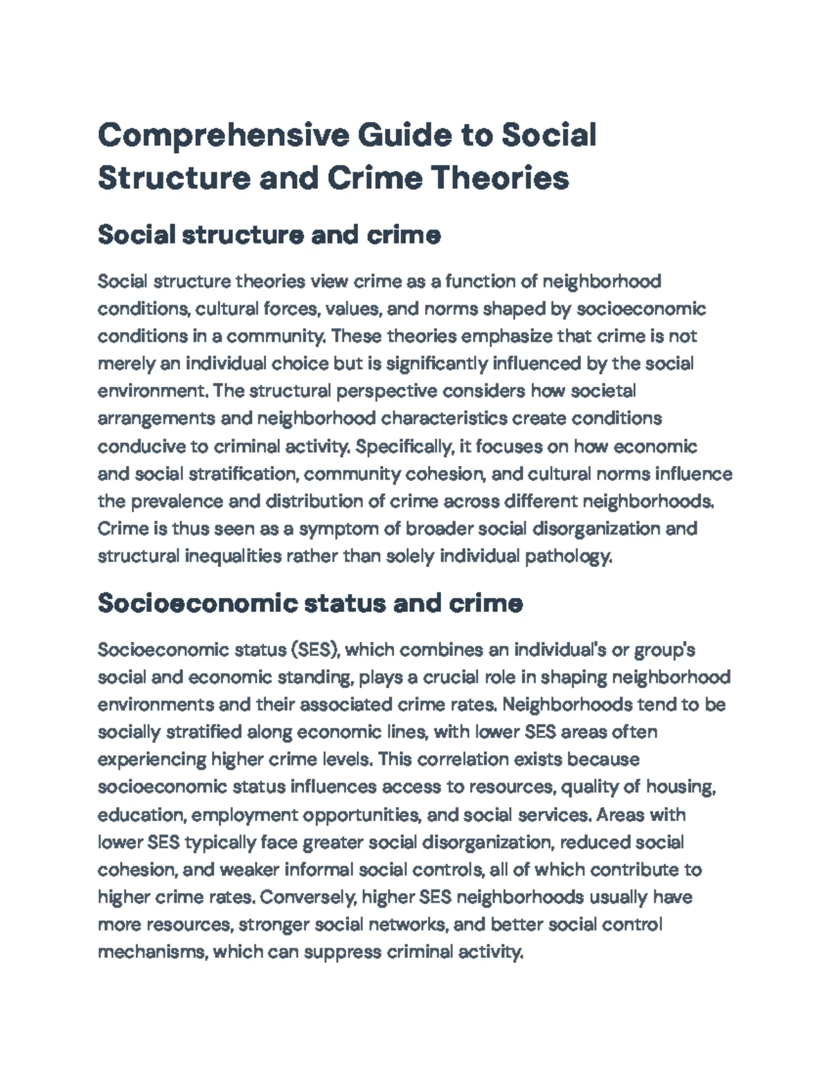 Comprehensive Guide to Developmental Theories of Crime (CRIM 101) - Studocu