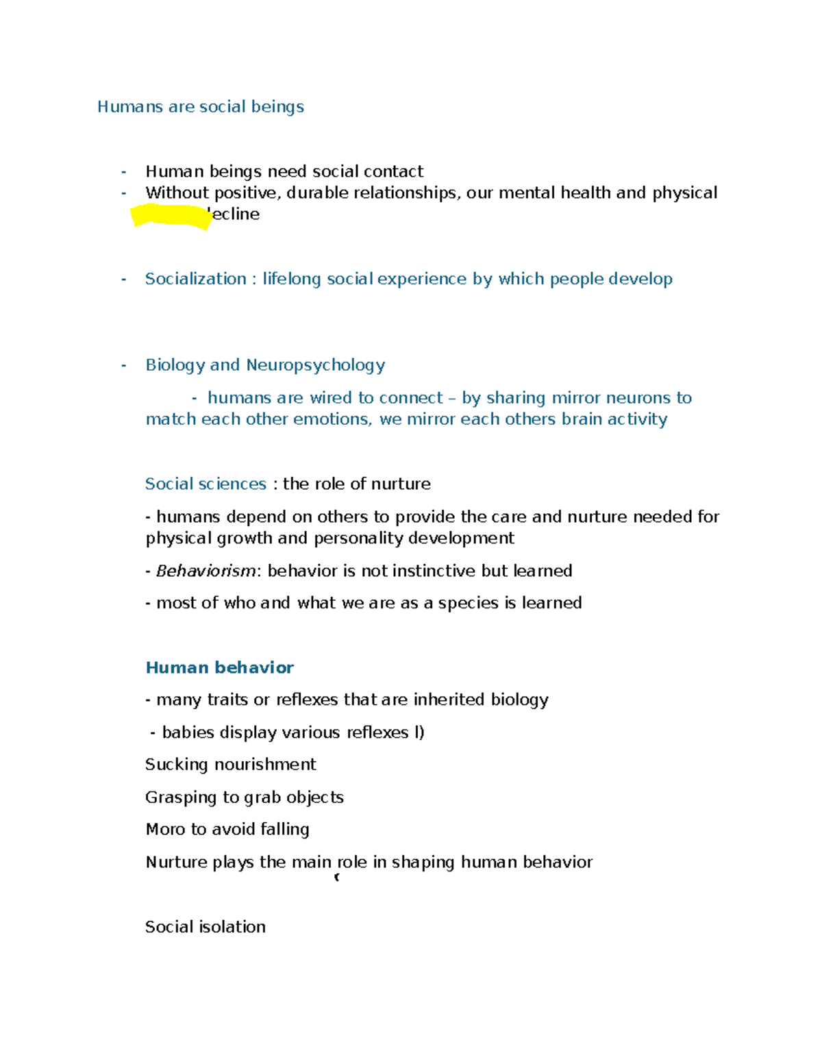 Chapter 3 Sociology Notes: The Importance of Socialization - Studocu