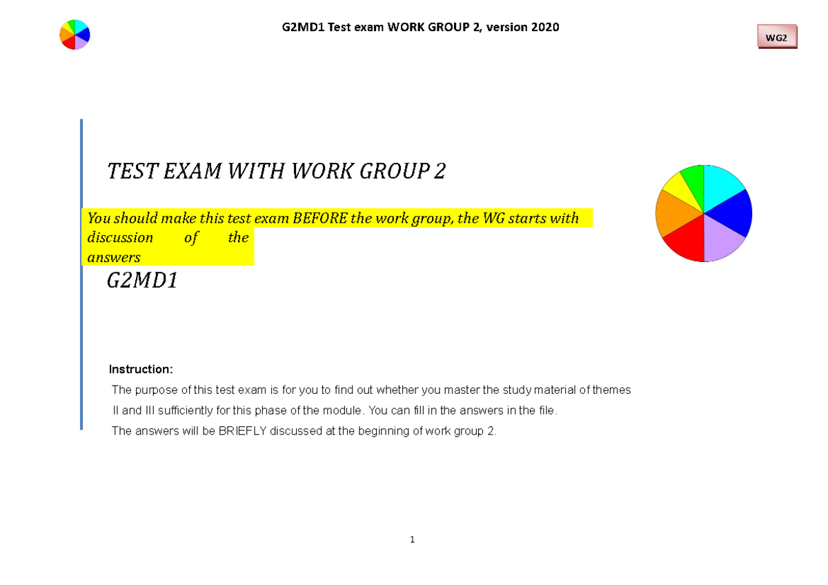G2MD Module 1 Test Exam Prep with Work Group 2 Discussion - Studeersnel
