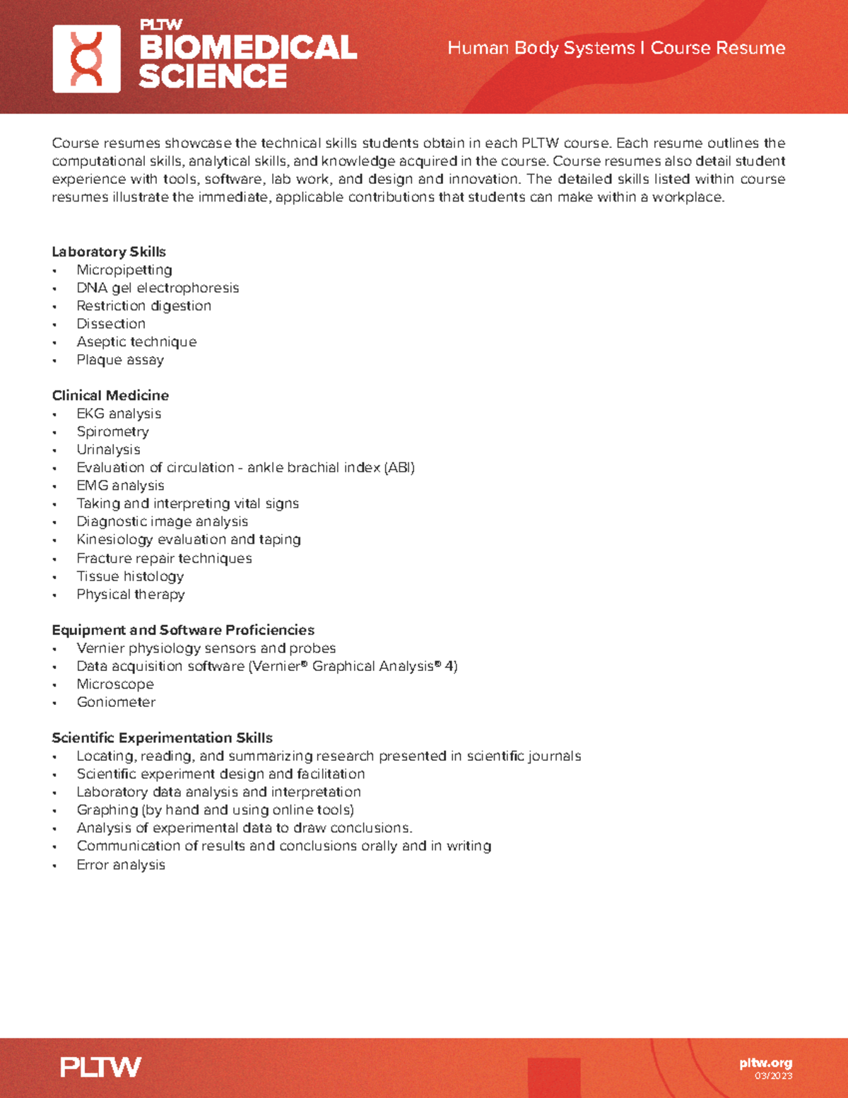 Human Body Systems | PLTW Biomedical Science Course Resume - pltw 03 ...