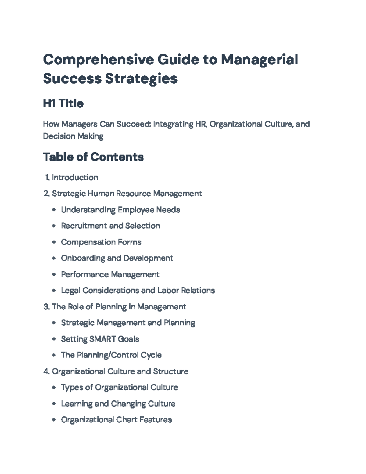 Managerial Success Strategies (MGT 301): Integrating HR, Culture ...