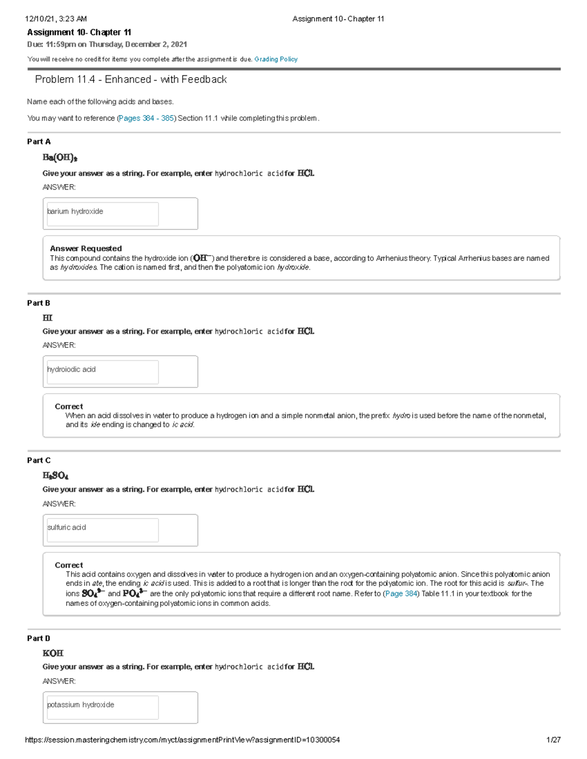 Assignment 10 Chapter 11 - Assignment 10- Chapter 11 Due: 11:59pm on ...