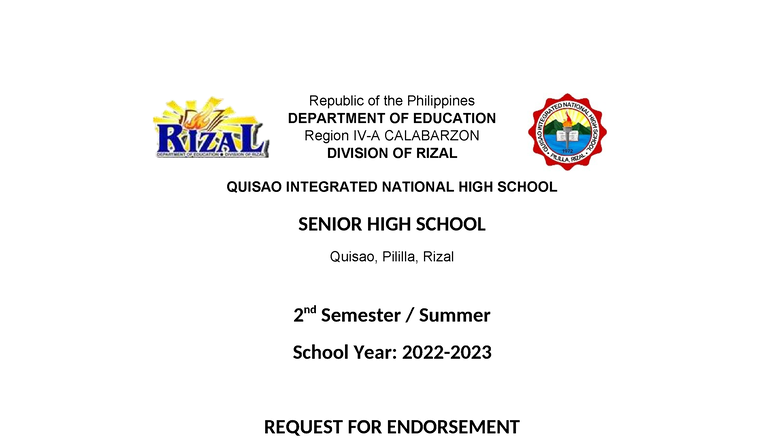 Permit for Work Immersion - Quisao Integrated National HS - Studocu