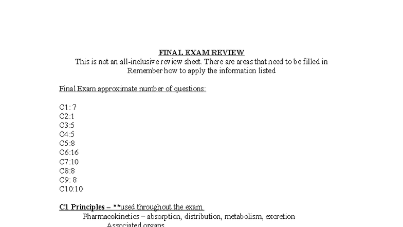 Pharmacology 101: Final Exam Review - Key Concepts & Medications - Studocu