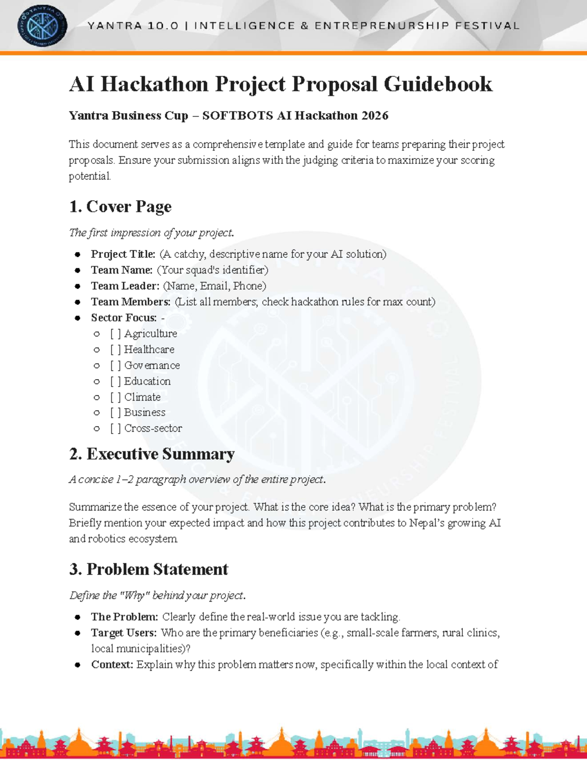 AI Hackathon Project Proposal Guidebook for SOFTBOTS 2026 - Studocu