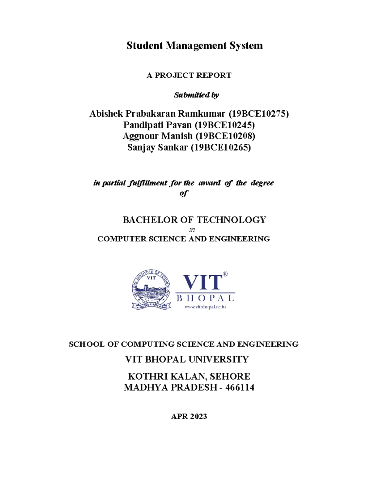Student Management System (19BCE10275) Capstone Project Report - Studocu