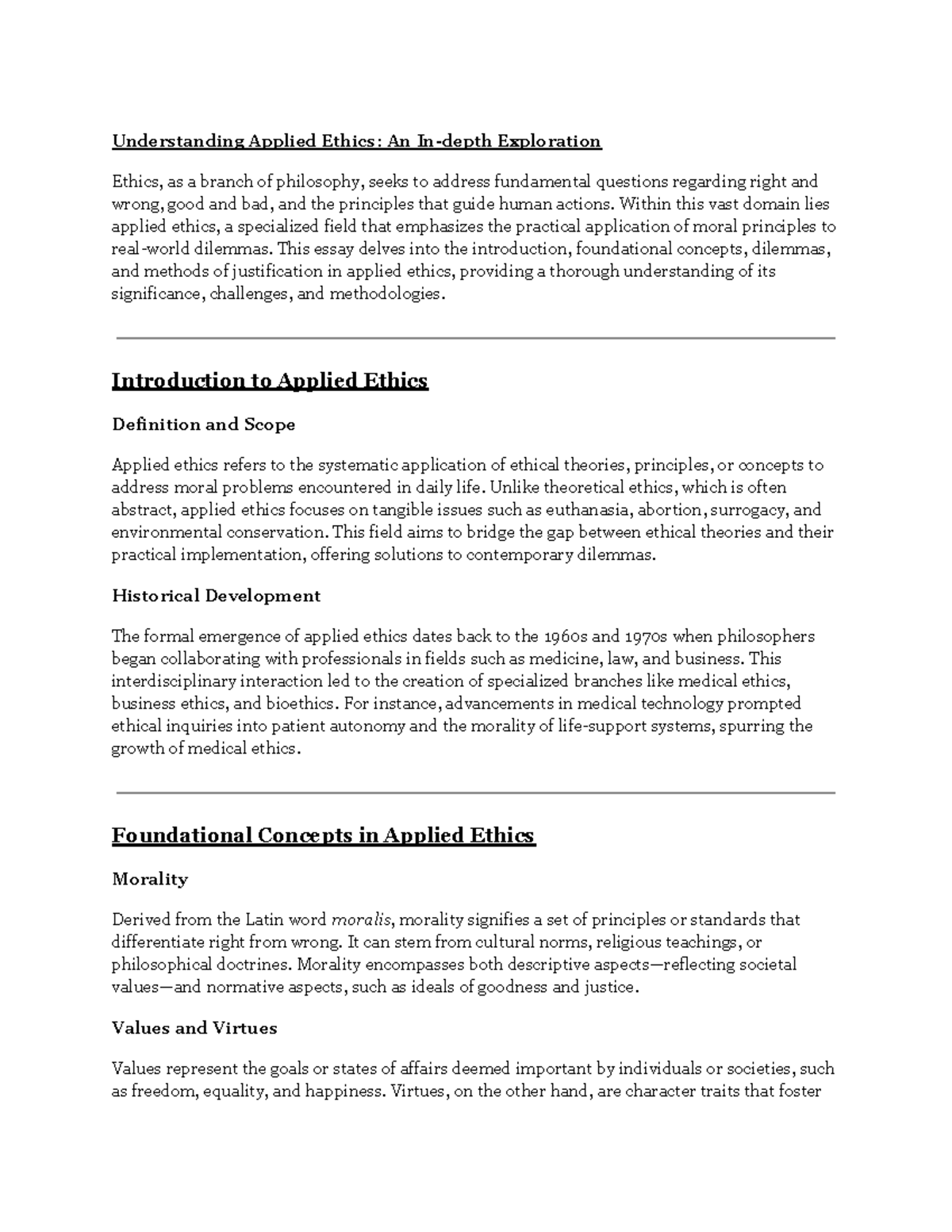 UNIT 1 Applied Ethics - Lecture Notes & Reading Summary - Studocu