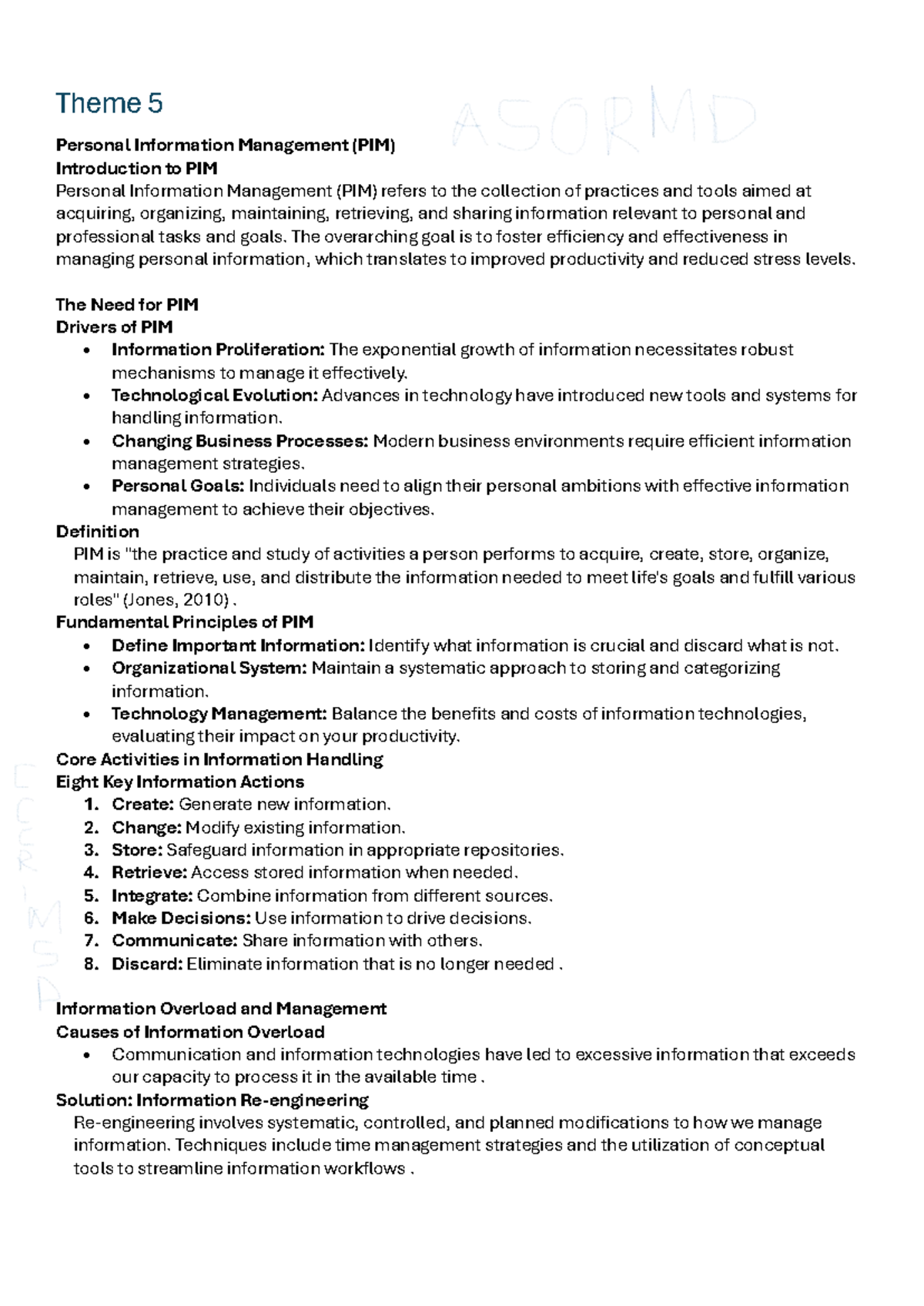 ST 2 Notes - Overview of Personal Information Management (PIM ...