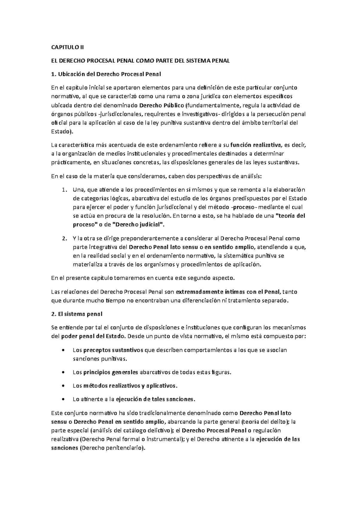 CAPITULO II: DERECHO PROCESAL PENAL EN EL SISTEMA PENAL - Studocu