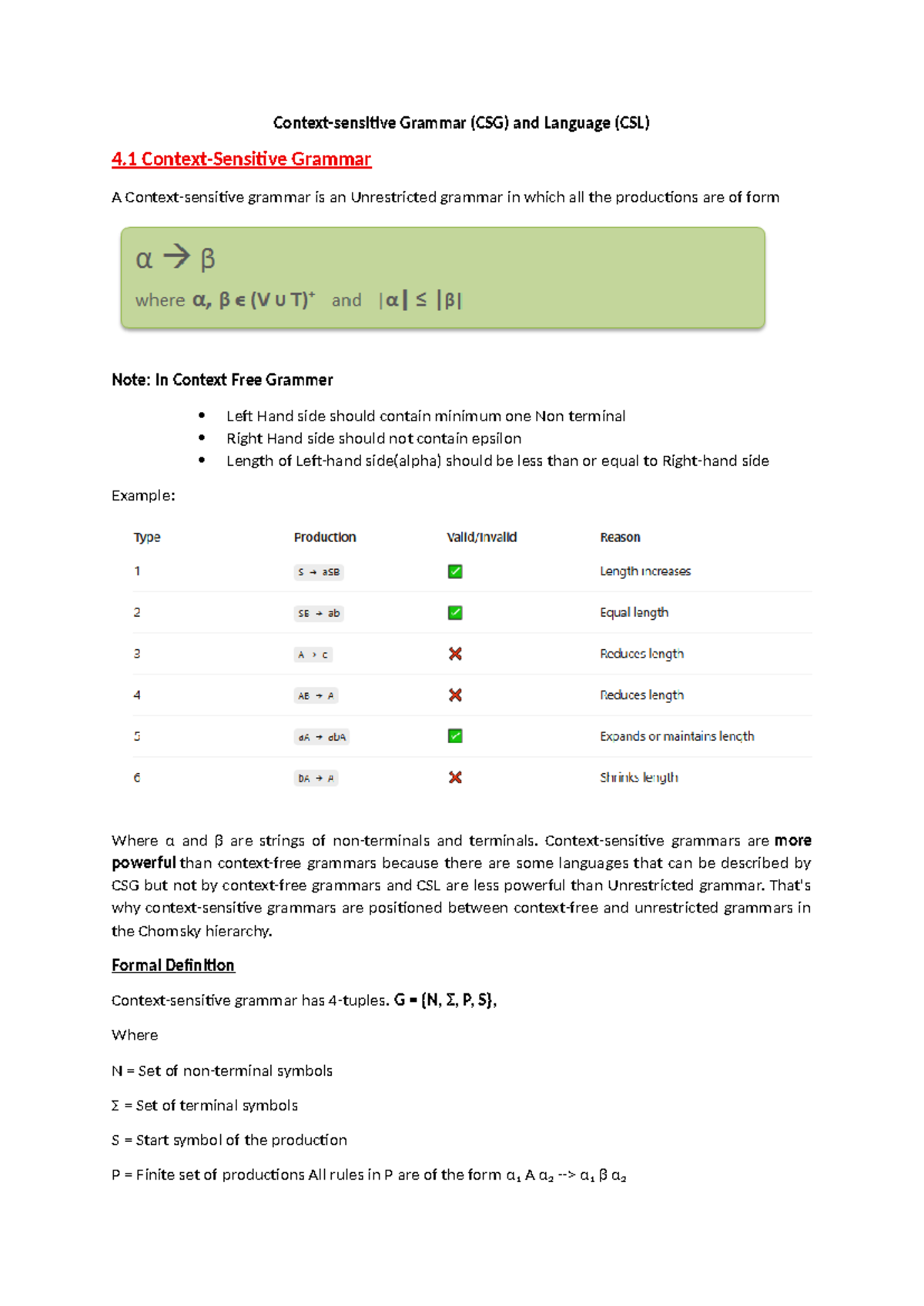 Unit 4 - Notes on CSG, CSL, and Linear Bounded Automata - Studocu