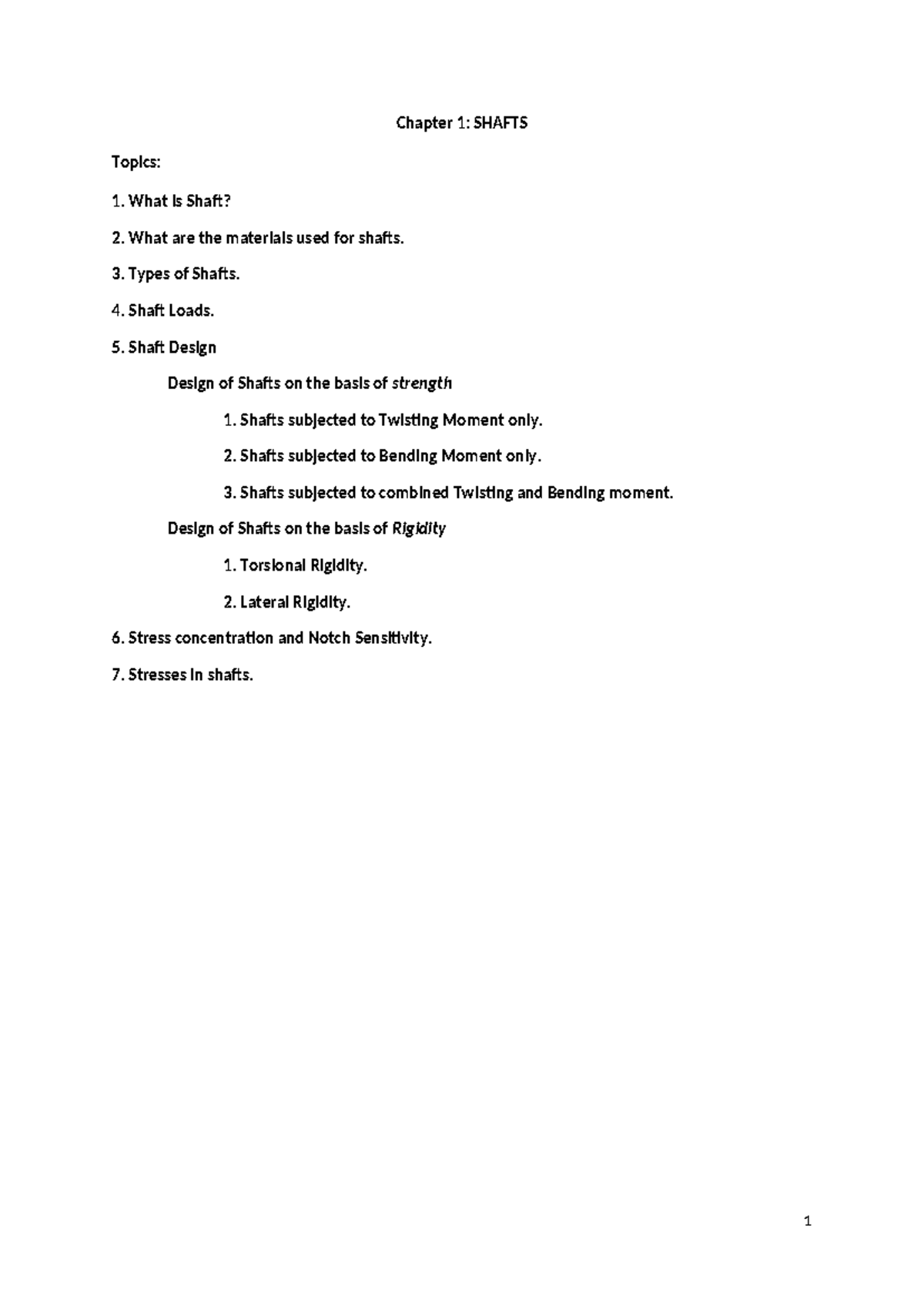 Shafts - MECH 101 Lecture Notes and Design Principles - Studocu