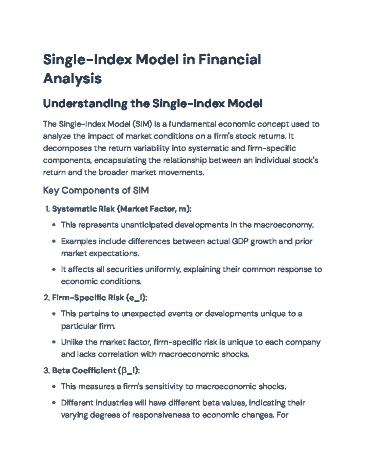 Single-Index Model in Financial Analysis: Key Concepts and Applications ...