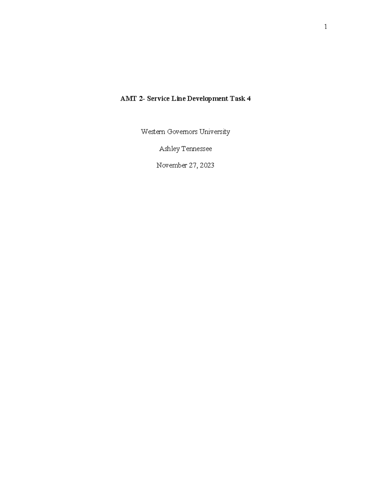 AMT 2 - Service Line Development Task 4 Analysis for Orthopedics - Studocu