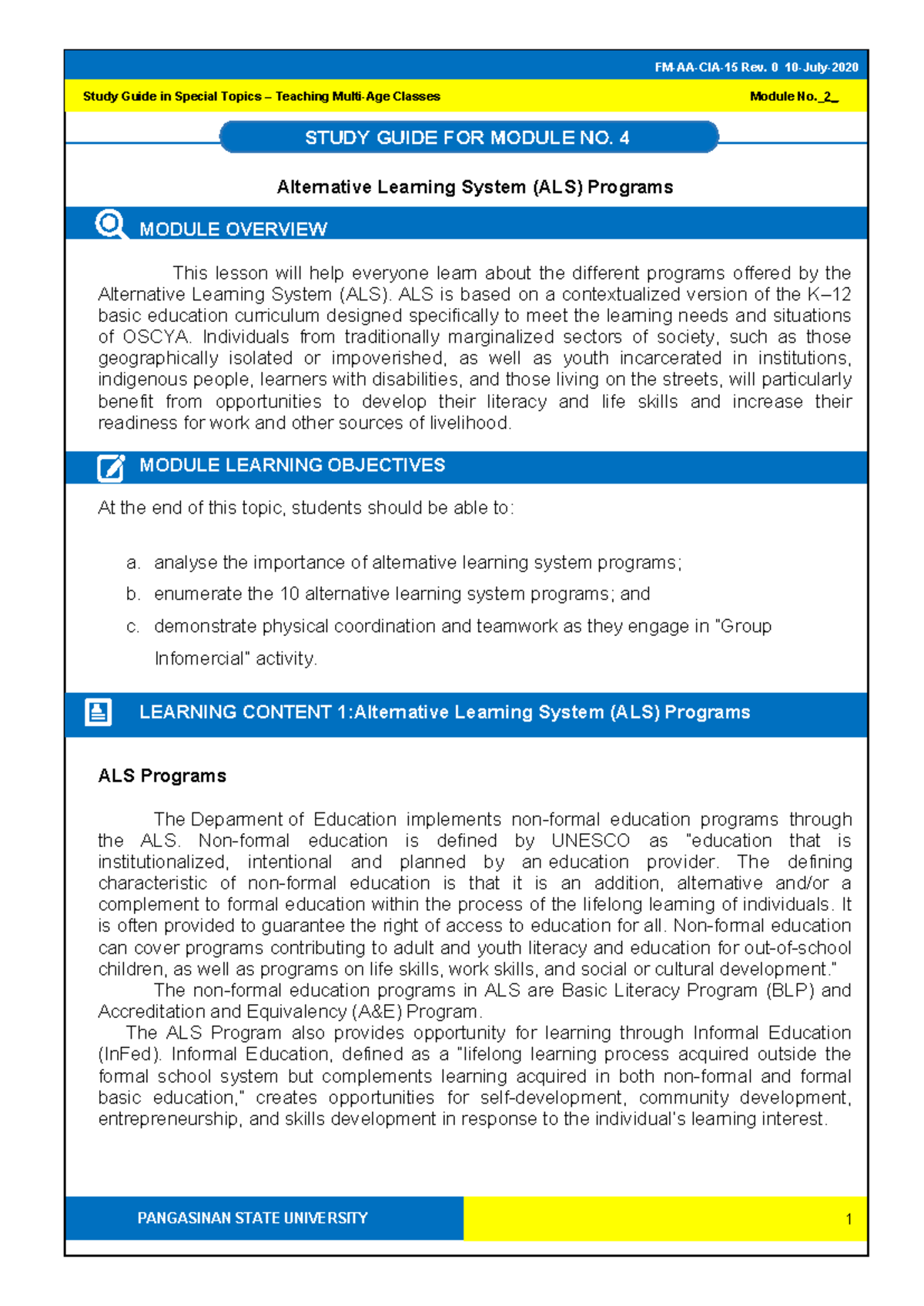 ALS Study Guide: Understanding Alternative Learning System Programs ...