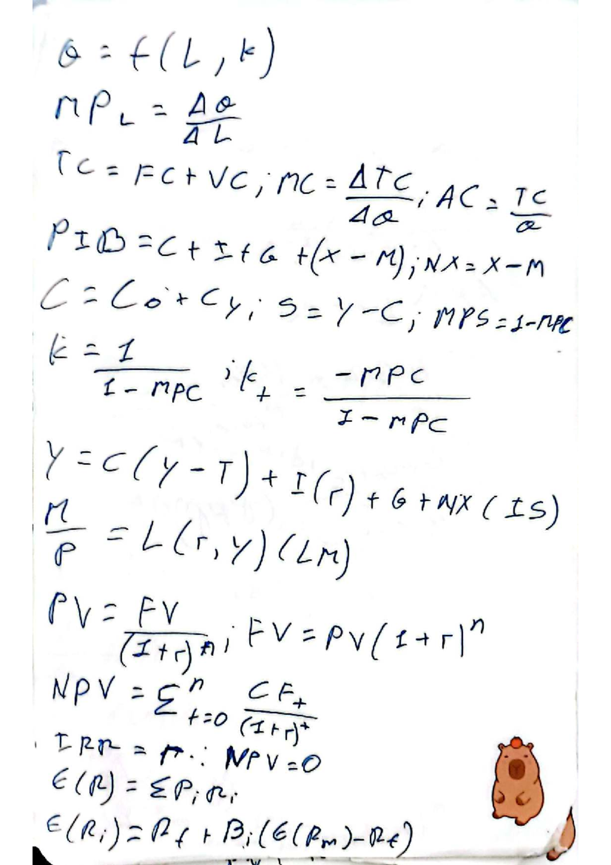 Economics 1 Formulas: Key Concepts and Equations - Studocu