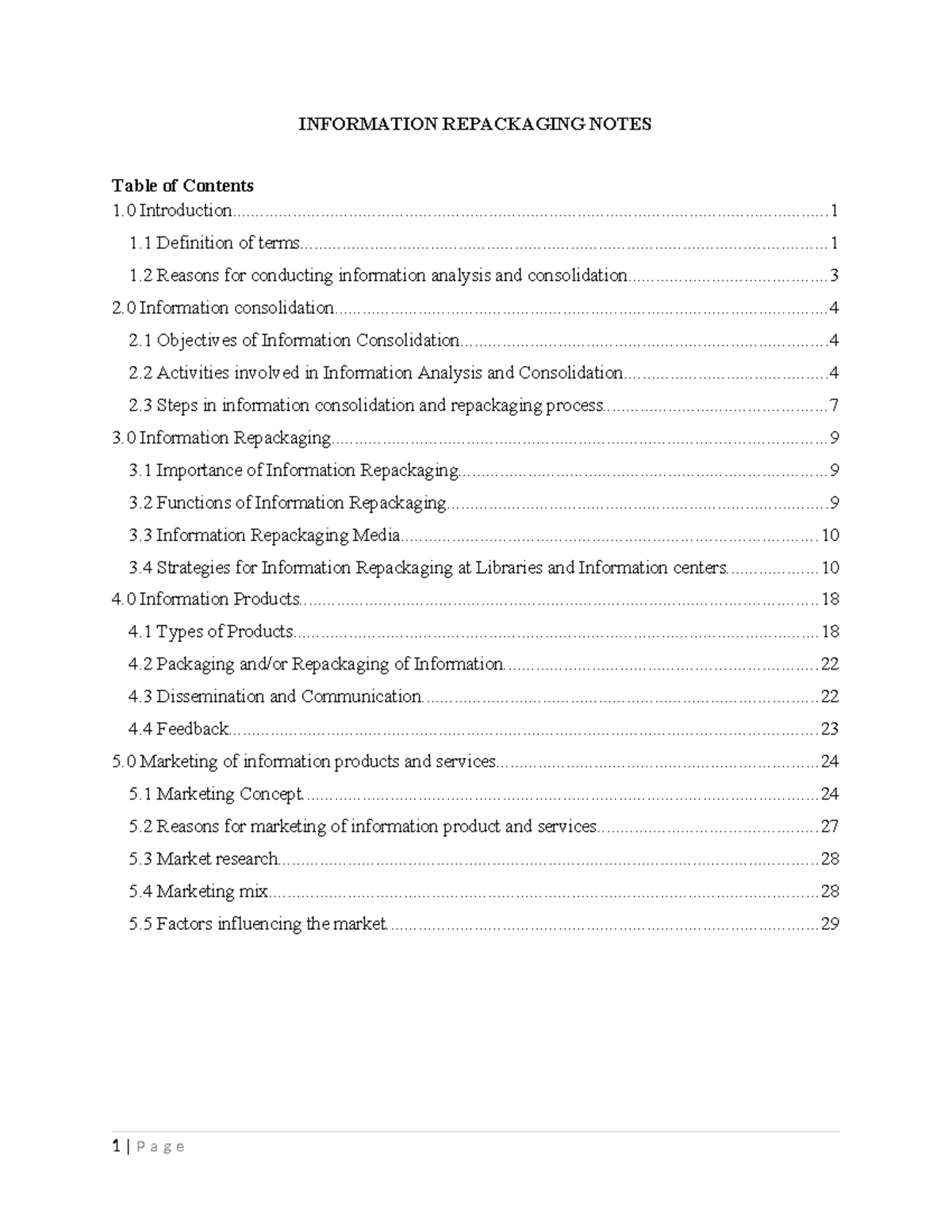 AIIE3117 Final Notes on Information Repackaging Processes - Studocu