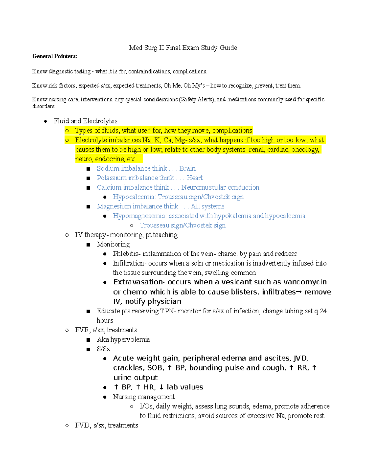 Med Surg II Final Exam - Comprehensive Study Guide and Review - Studocu