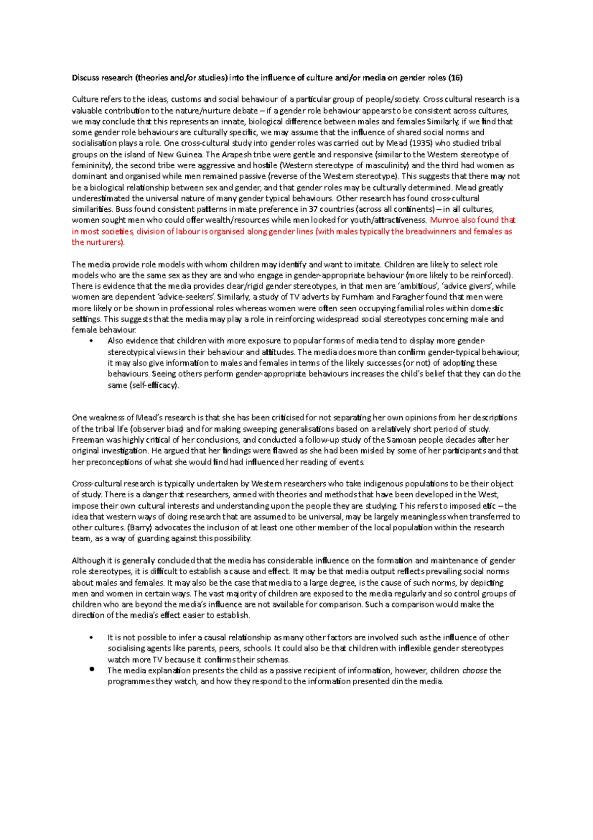 Research on Culture and Media Effects on Gender Roles (16) - Studocu