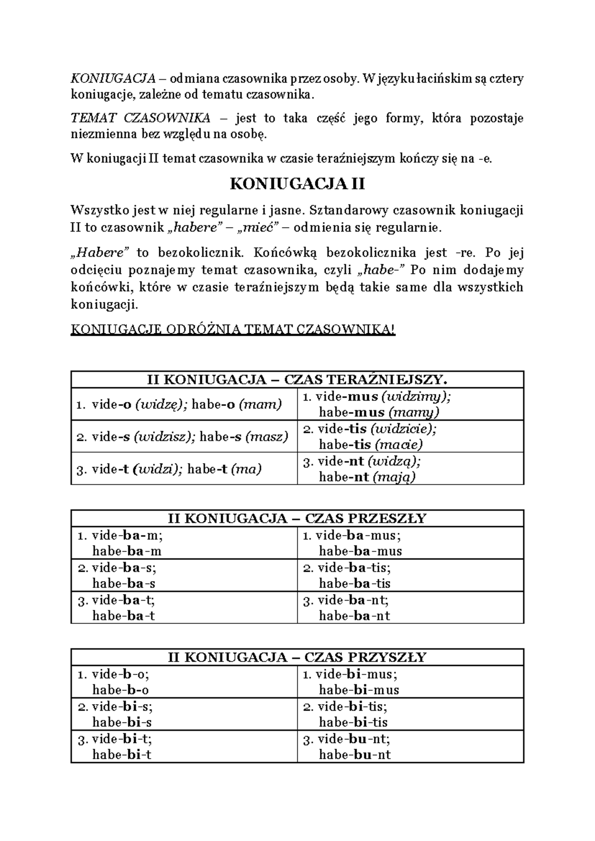 koniugacja-ii-odmiana-czasownika-w-j-zyku-aci-skim-studocu
