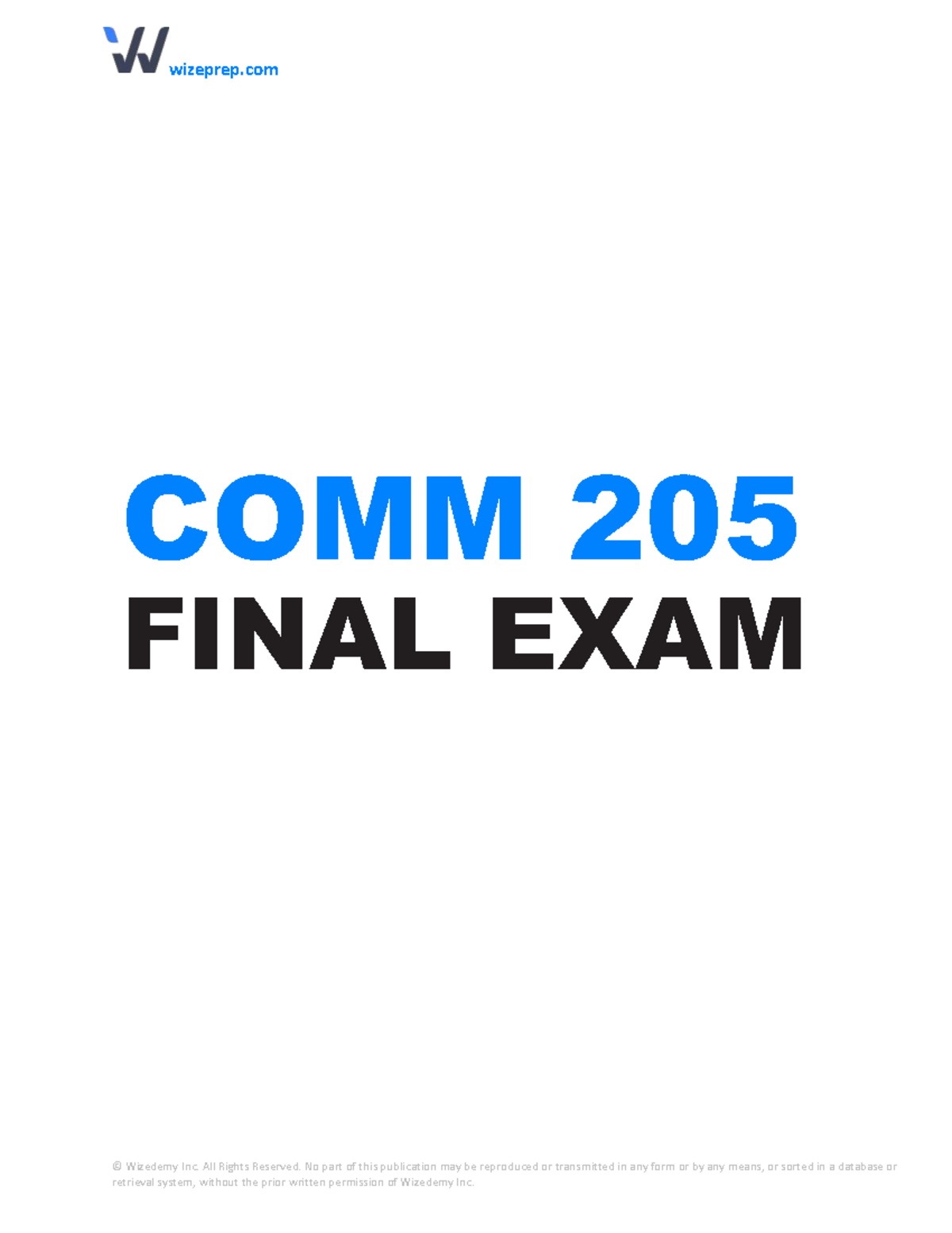 COMM 205 Mock Final Exam Study Guide - Studocu