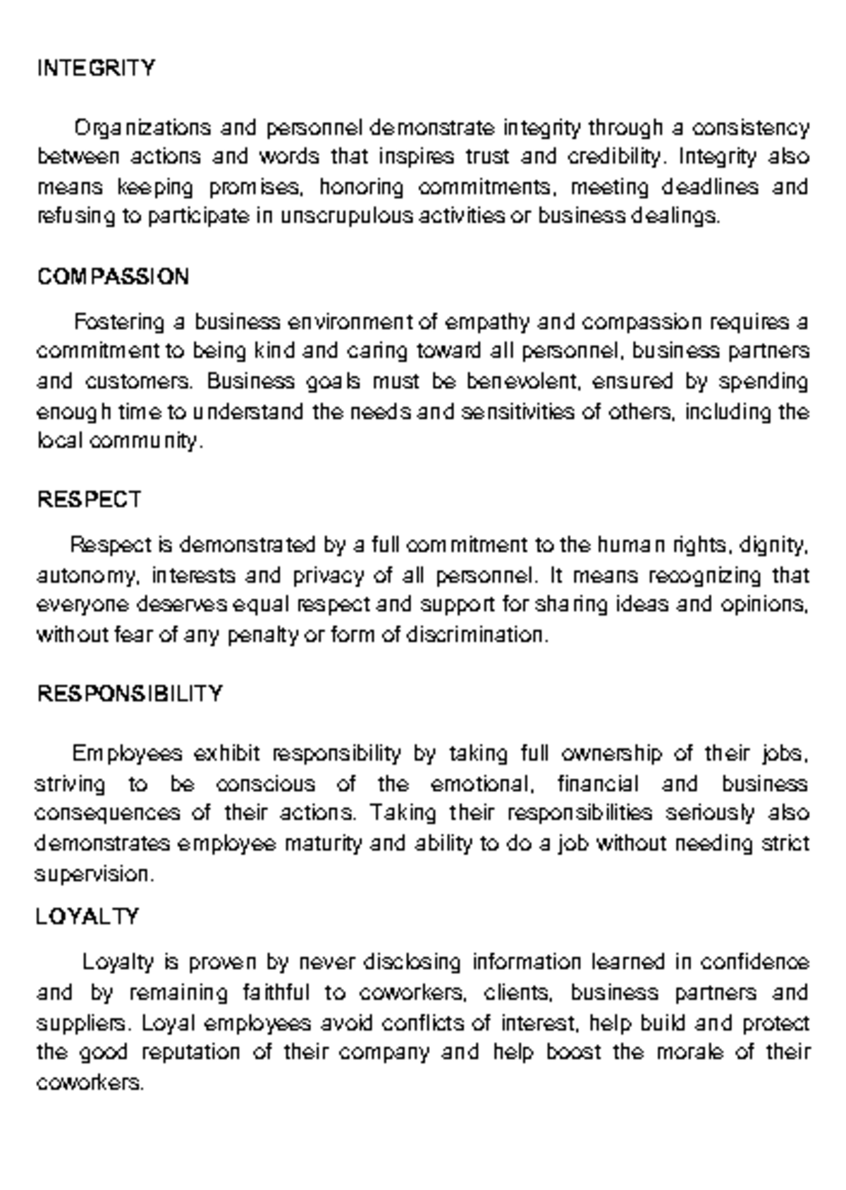 BUS 202: Integrity, Compassion, and Responsibility in Business ...
