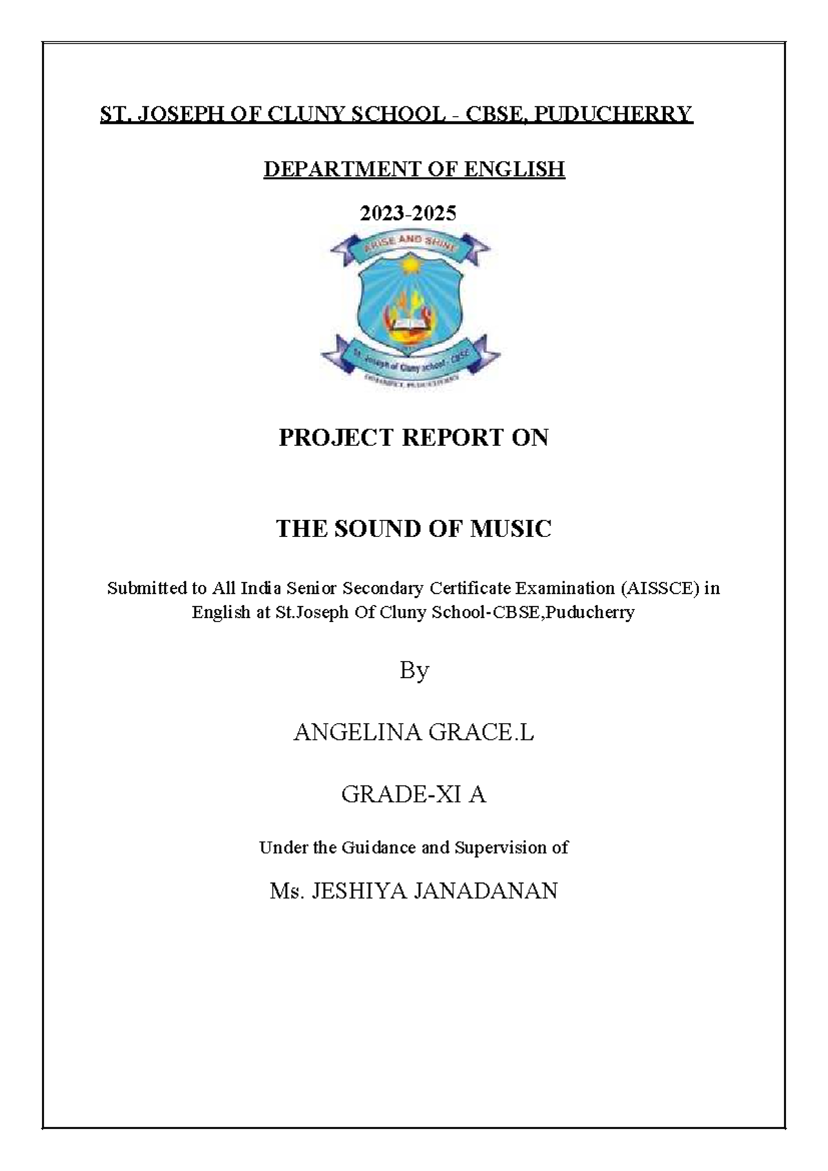 AISSCE Project Report: The Sound of Music Analysis and Insights - Studocu
