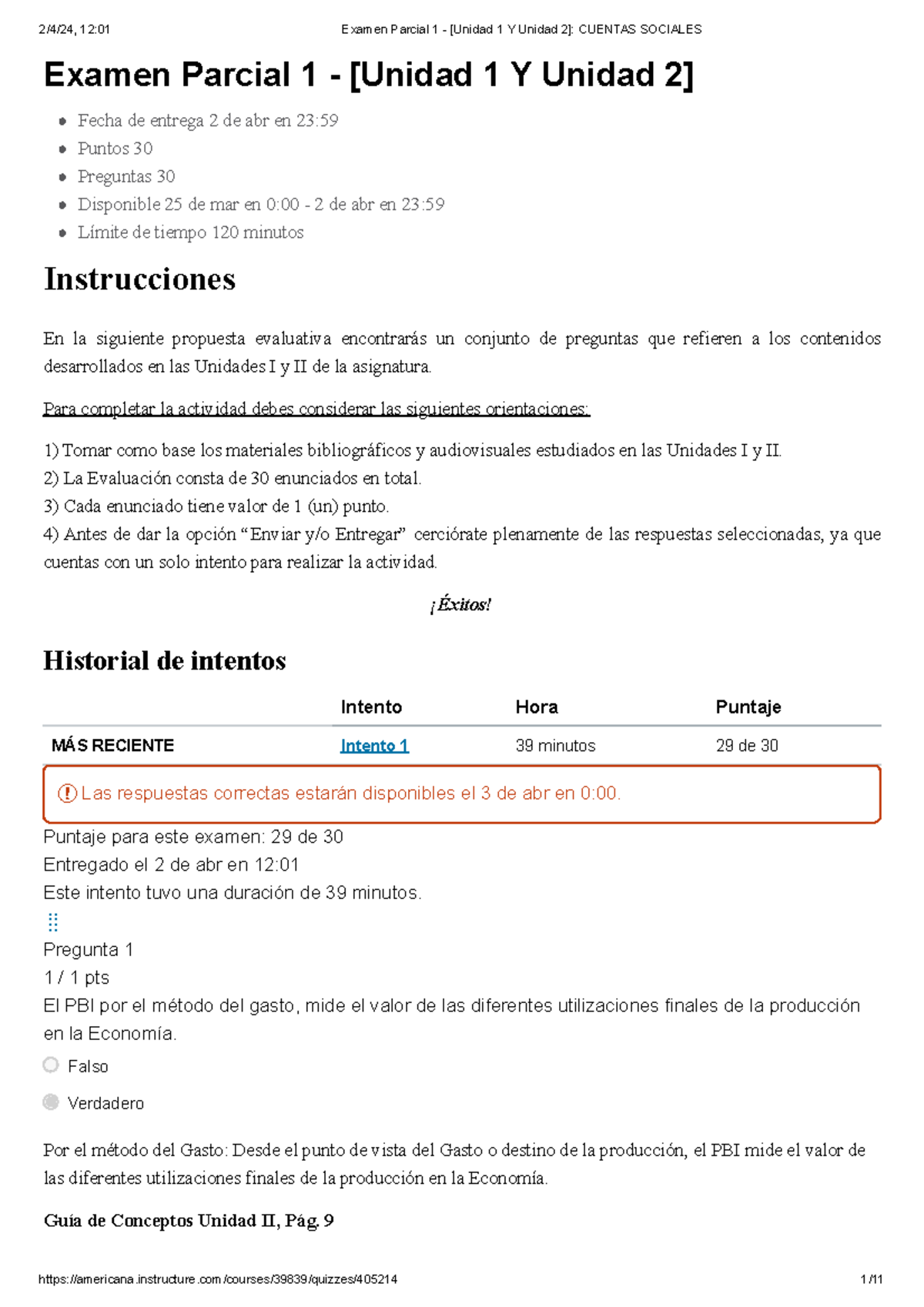 Examen Parcial 1 - Cuentas Sociales: Contenidos de Unidades I y II ...