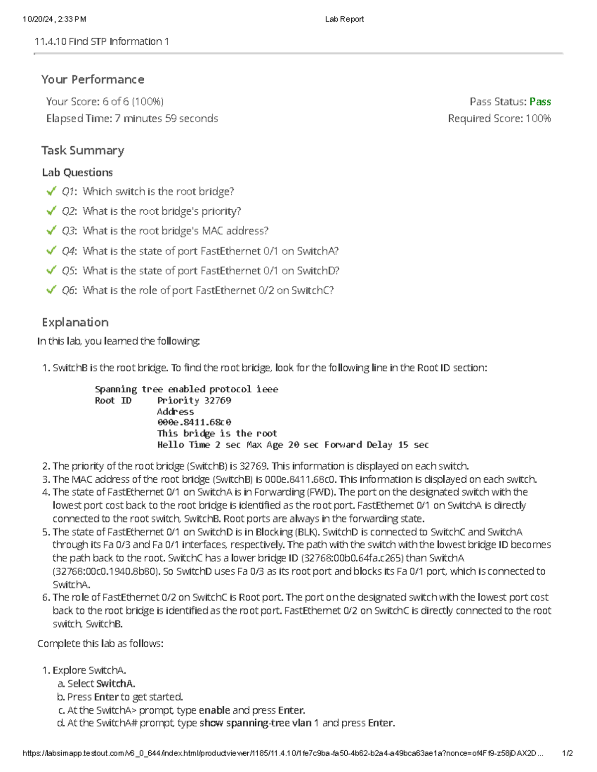 11.4.11 - STP Info Lab Questions & Answers (Simulation) - Studocu