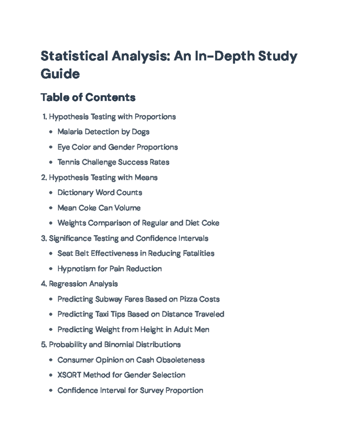 Statistical Analysis Guide: Hypothesis Testing & Regression Methods ...